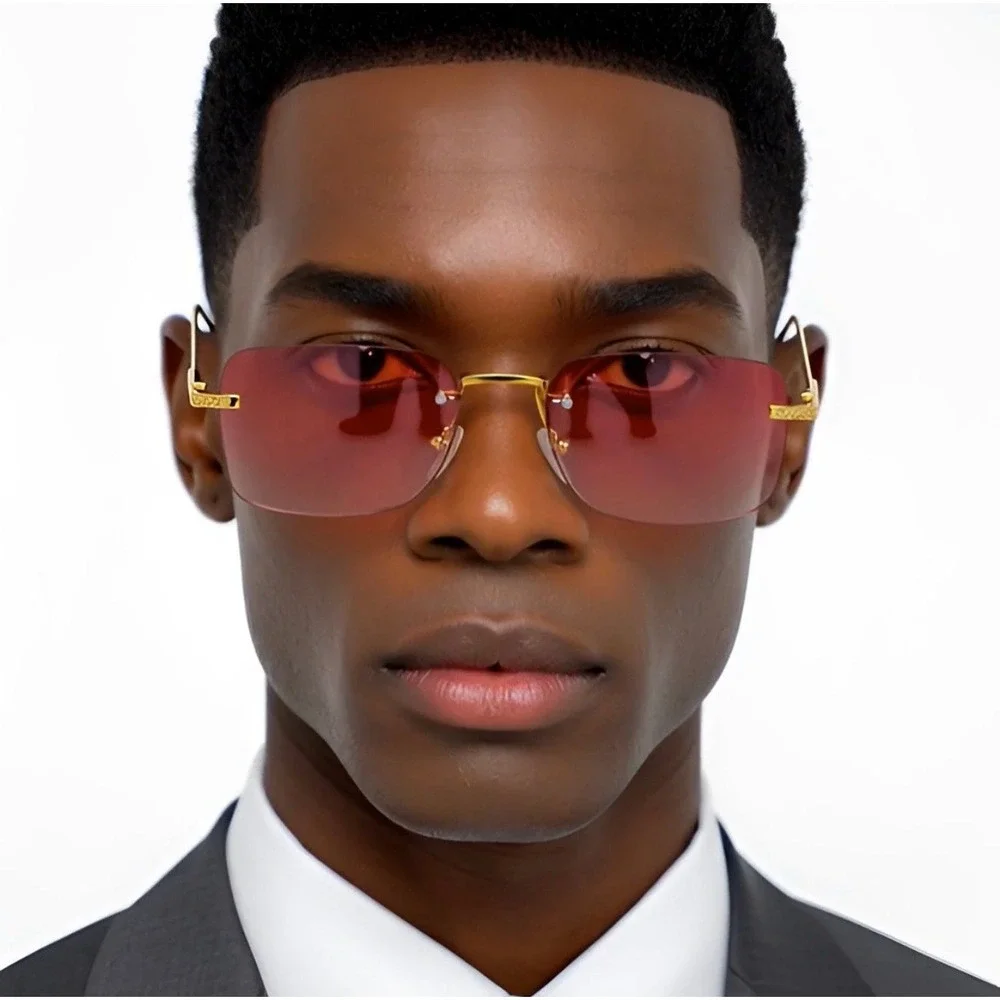 Pink Sunglasses Fashion Rectangle Gold Frame Trendy Sun Glasses Retro Gafas New‎